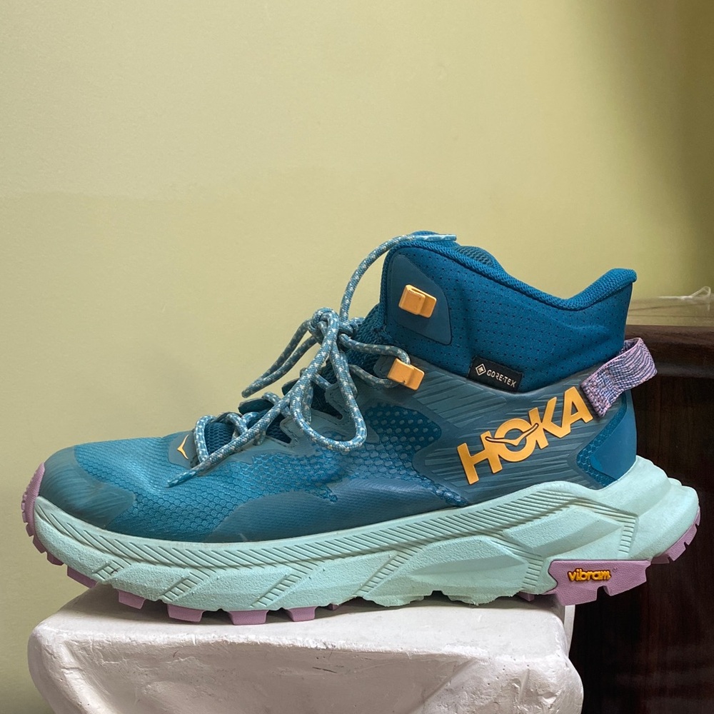 Hoka Teal and Yellow-Gold Trail Ankle Boot